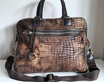 Vintage Orciani Duffel / Travel Bag / Medium Size Overnight Bag / Large Shoulder Purse
