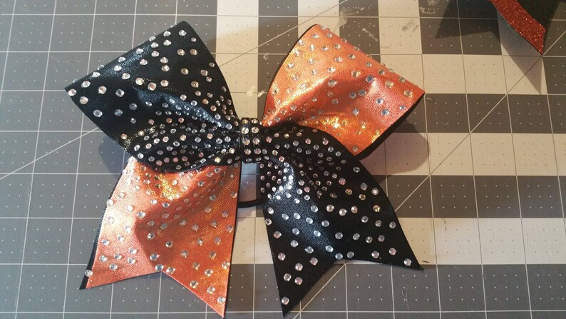 Custom Cheer Bow You Pick Colors Mystique Rhinestone Glitter