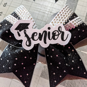 Senior Bow.  You Choose Glitter Colors / Rhinestone Custom Design Cheer Bow