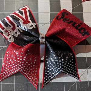 You Choose - Glitter & Rhinestone Custom Design &quot;Senior&quot; Cheer Bow