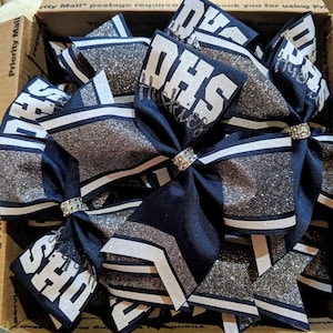 You Choose Colors & Custom Imprint / Design Cheer Bow / Glitter