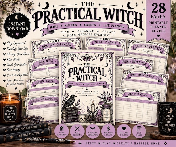 Practical Witch Home Planner Bundle | Witchy Home Management, Budget, Garden (Digital Download)