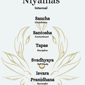 Yoga Niyamas poster, Yoga Yamas poster, yoga principles guide, Niyamas and Yamas print, ethical yoga poster, yoga practice inspiration