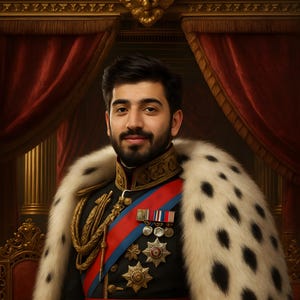 Ritratto personalizzato del principe reale da foto, ritratto personalizzato del re, arte dell&#39;uniforme reale, regalo storico per lui, ritratto di uomo regale