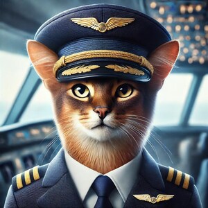 Custom Pet Pilot Portrait – Aviator Cat Dog Digital Art for Travel Lovers & Aviation Enthusiasts