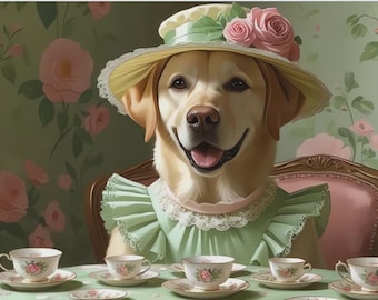 Retrato de mascota personalizado para una dama elegante y elegante, retrato divertido para amantes de las mascotas.