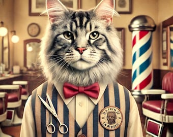 Pomerania de barbería vintage: retrato personalizado de mascota en estilo clásico de barbería