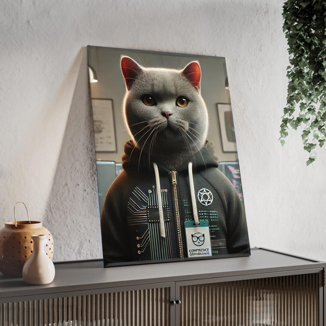 Custom Cyberpunk Pet Portrait, Futuristic Cat Art From Photo, Neon Dog ...