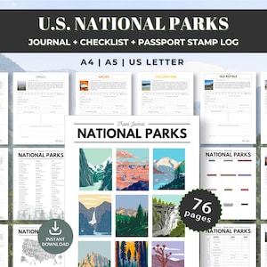 Download US National Parks Journal wpa National Parks Map Checklist National Park Paspoort Stempel Logboek Afdrukbaar 63 nationale parken Bucketlist