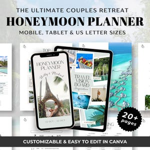 Romantic Honeymoon Planner Template Couples Customizable Digital Trip Planner Honeymoon Travel Itinerary Guide Vacation Schedule Printable