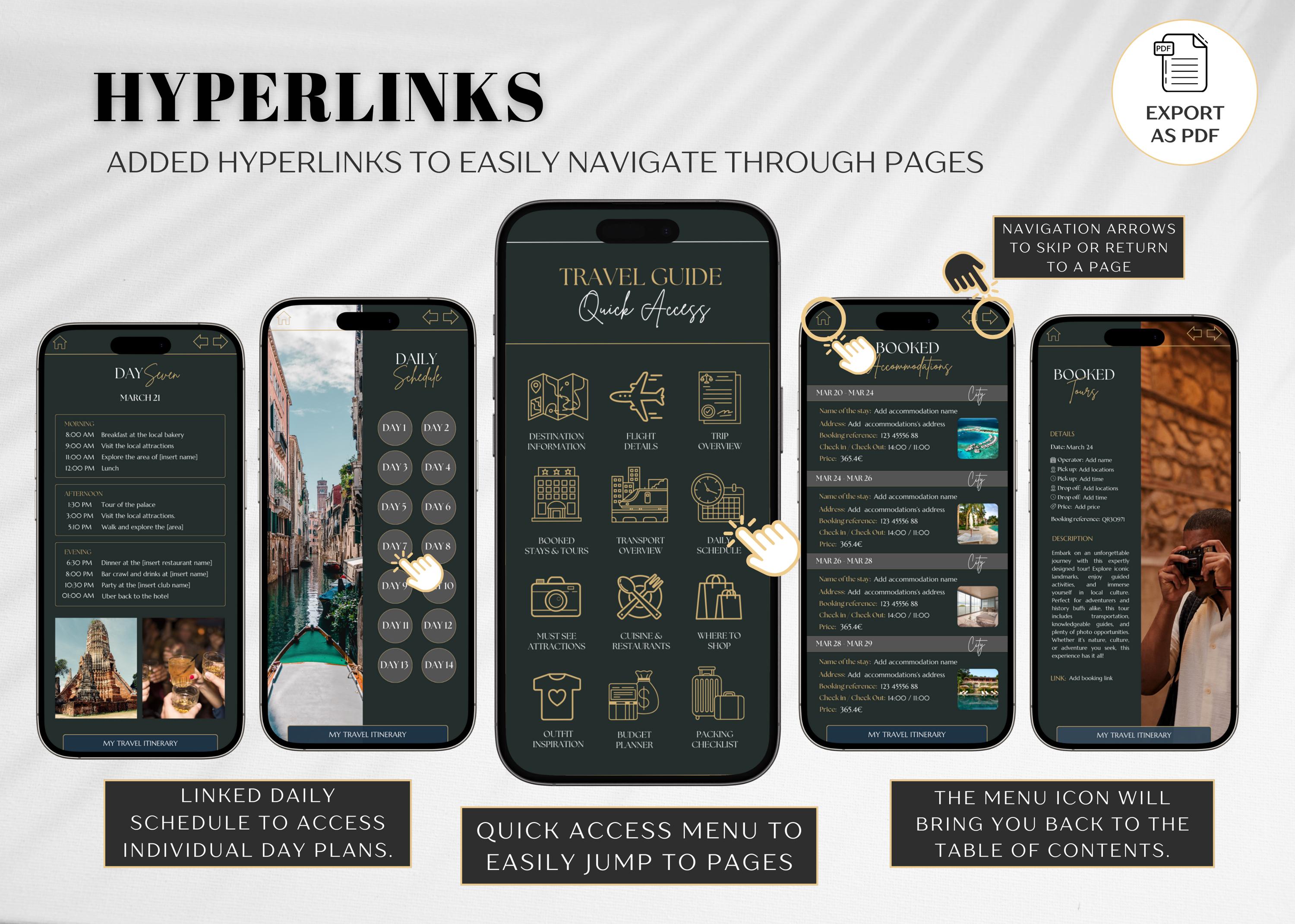 Mobile Travel Itinerary Template: Editable Canva Trip Planner (digital ...