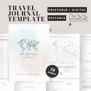 Reisejournal Vorlage Urlaubsplaner Digitales Reisetagebuch Anpassbarer Reiseveranstalter Bearbeitbares Urlaubsjournal Druckbarer Urlaubsplan