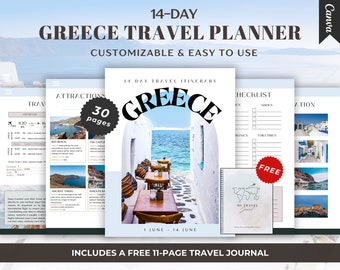Itinéraire de voyage en Grèce : planificateur de voyage personnalisable de 2 semaines (numérique)