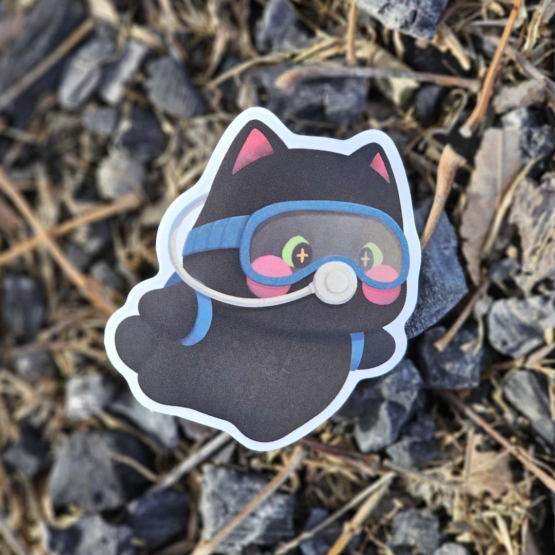 Scuba Cat Sticker Scuba Diving Cat Matte Vinyl Sticker - Etsy