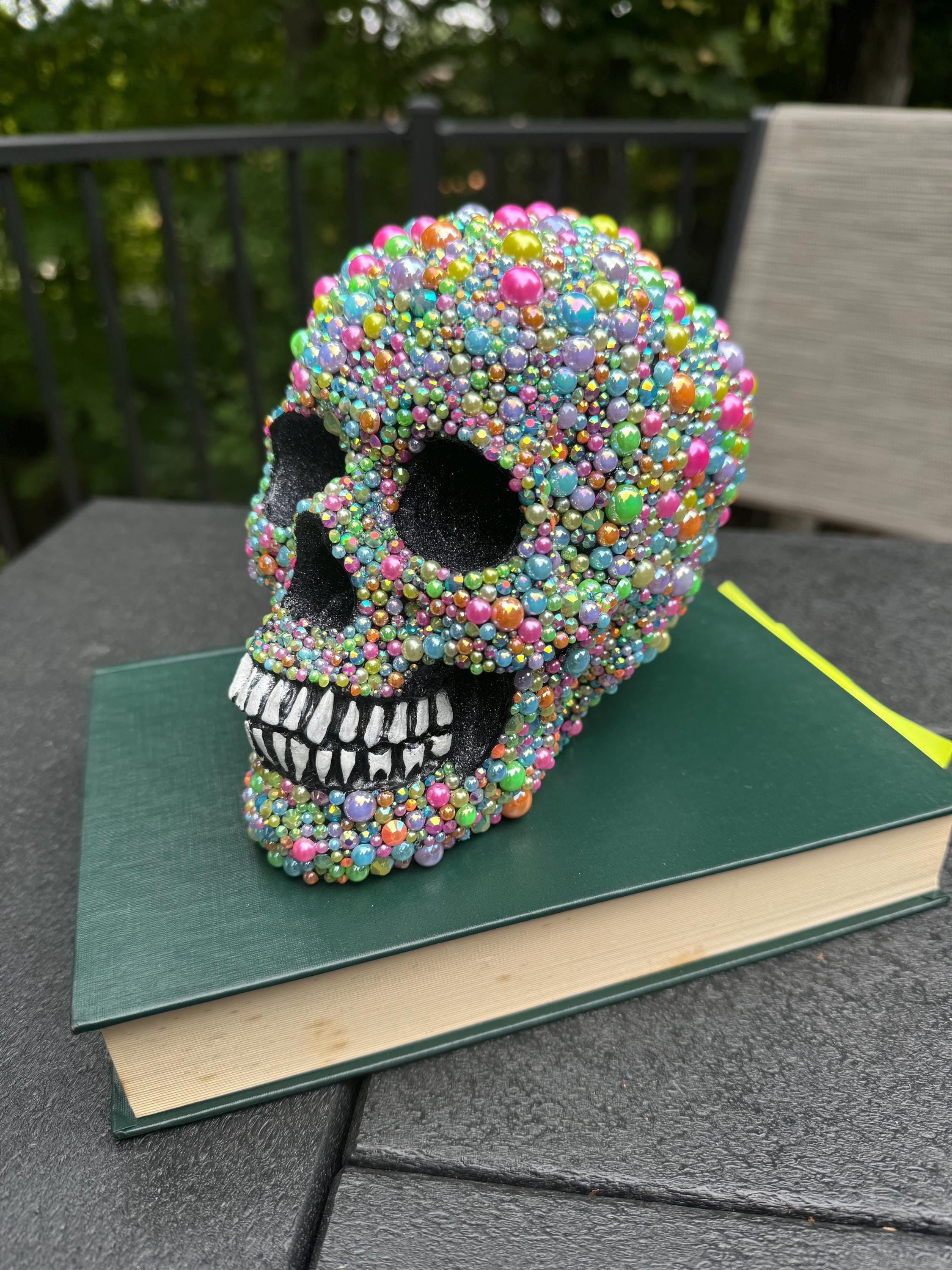 Glam Skull Halloween Decor, One-of-a-kind Hand-embellished