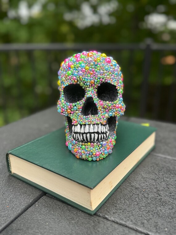 Glam Skull Halloween Decor, One-of-a-kind Hand-embellished  display picture 2