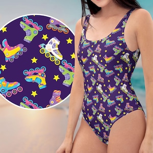 90s Roller Skate Swimsuit: Retro One-Piece Bathing Suit