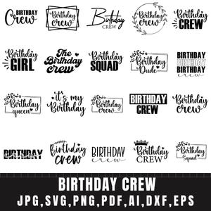 Birthday Crew Svg Png Bundle, girls birthday crew svg, happy birthday svg, birthday squad svg,