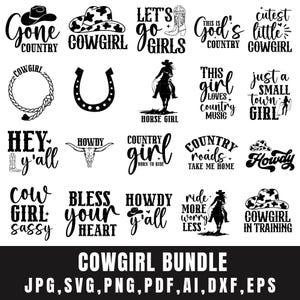 Western Cowgirl Svg Bundle, Country Girl Svg, Cowgirl Shirt Svg, Cowgirl Quotes Svg, Western Svg Bundle