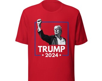 TRUMP 2024 Presidentval Röd Skiss Unisex T-shirt Tillverkad i Amerika för män och kvinnor Make America Great Again