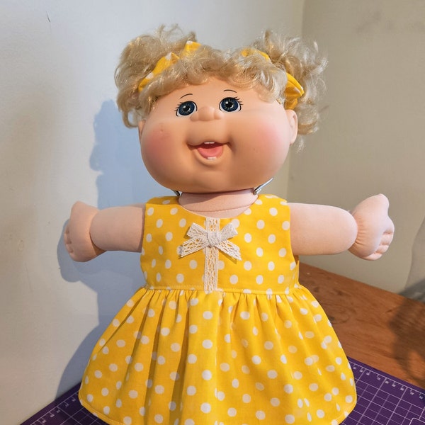 14inch-15inch Cabbage Patch doll clothes,Happy Dots Dress, Bloomers and Hair Scrunchies