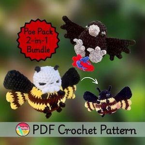Poe Pack Crochet Pattern Bundle | Crow | Raven | Death's Head Sphinx Moth | Tell Tale Heart | Edgar Allan Poe Amigurumi (PDF Pattern)