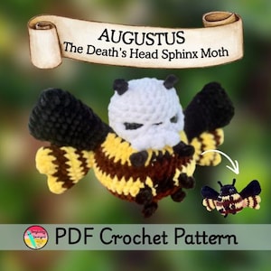 Augustus the Death's Head Sphinx Moth Crochet Pattern | Hawkmoth | Amigurumi (PDF Pattern)