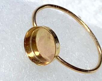 10k Solid Gold Ring Blank- 1mm/18ga band -Bezel setting/mounting Yellow or Rose -for resin, ash  Cabochons flowers - I made in USA C1