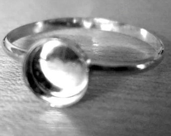 Ring Blank 10ga HR band 925 sterling silver Bezel cup sizes 3 to 30mm, 6x4 to 30x22 mm made to order DIY Ash Breast milk Memorial Cabs- c32