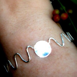 Ziggy Bracelet Sterling silver adjustable blank cuff with clasp -glue pad or bezel cup - 16g solid 925 silver ADJUSTABLE   USA*