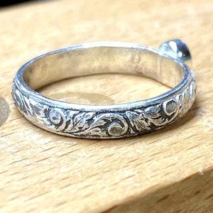 Ring blank w Bezel setting - 925 Sterling Sliver Fancy 3.5 x1.6 mm band handmade to order in USA by me   -Most round & oval bezel sizes *