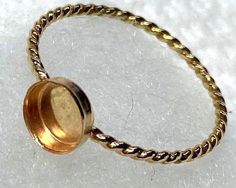 ring Gold Filled Ring blank w 14g Twisted Rope Band -Oval and round bezel cups - YGF/RGF USA DiY resin breast milk preservation memorial ash