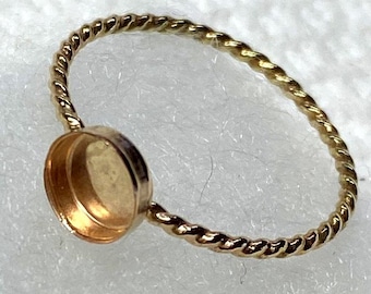 Ring Gold Filled blank w 12g Twisted Rope Band -Oval or round bezel cups - YGF/RGF USA DiY resin breast milk preservation memorial ash