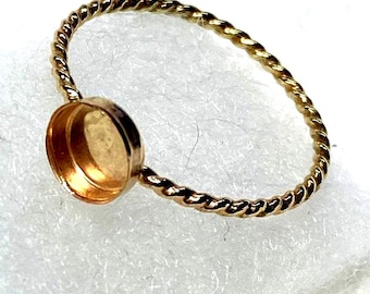 ring Gold Filled Ring blank w Twisted Rope Band 16g- Oval and round bezel cups -YGF/RGF USA DiY resin breast milk preservation memorial ash*