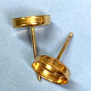 Earring blanks  2- 10mm round & 6x4 -10x12 oval Bezel setting- solid 10k, 14k Gold -custom made in USA by me-Choice of colors