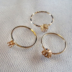 Ring blank- 3mm prong setting - Gold Filled - custom made in your size  14k /20 - One lightly hammered~  Made in USA by Me - **
