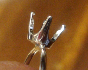 Ring blank Sturdy standard 4 prong setting- 925 sterling silver- Custom made by me USA -SIZED- 2,3,4,5,6,8,10 mm choice of band Pre-notched