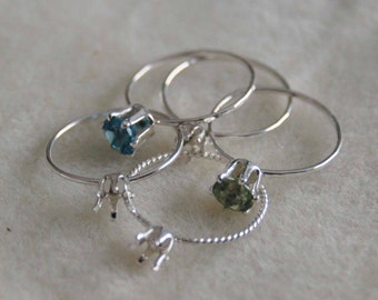 Skinny stacker ring blank 18g - eco friendly 925 sterling silver handmade to order SIZED -Prong settings 3 4 5 6 8 or 10 mm 6x4 7x5 8x6