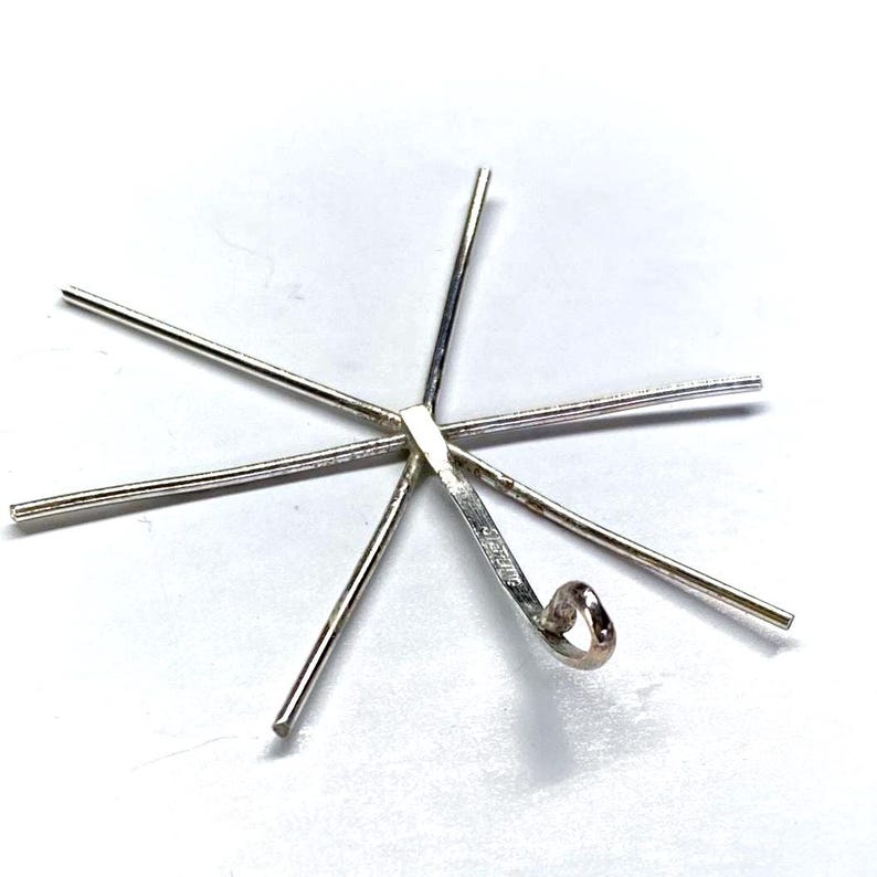 6 prong Large Claw Pendant 925 Sterling Silver blank custom made 18g to 14ga rustic easy mount- ONE for large or heavy stones -USA- DIY * image 1