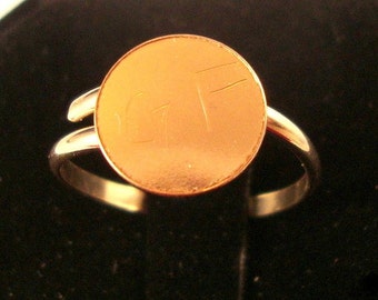 5 Ring blanks gold filled with 3/8 inch glue pads 14k/20 -  gFav - adjustable -five pieces