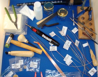 Beginner Sterling silver and gold filled rings soldering kit with materials for at least 25 rings (to 85) & instructions - Great Gift Idea