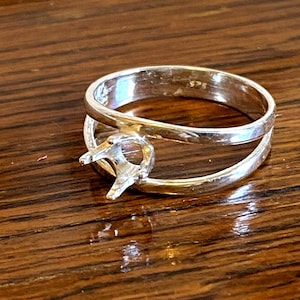 Anillo de caña dividida en blanco de plata esterlina 925 con montaje insertado - Engarce de garra profesional estándar de 2, 3, 4, 5, 6, 8 y 10 mm - Puedo hacer la mayoría de los tamaños
