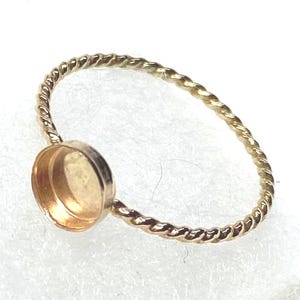 10k Solid Gold Twist Ring Blank- 16ga band -Bezel setting/mounting -Yellow,Rose,White for resin Milk ash memorial Cabochons  -made in USA C6