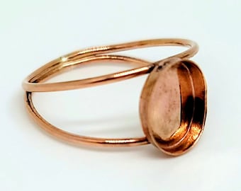 Double band 16g RGF ring blank Bezel setting 14k/20 Rose Gold FILLED -made in USA in your size Milk, Ash, stone,resin DiY- split 16 ga -c50