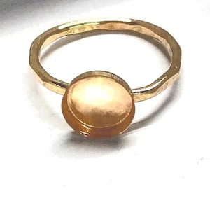 Ring Blank- 16GA  plain band or hammered stacker-  YGF 14k gold filled - bezels 3 to 20 mm round or 6x4 to 18x13 Oval USA DIY resin *