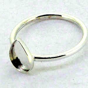 ring w pear bezel 16g 925 sterling silver handmade ethical blank = 10x15 12x16 18x25 13x18 9x13 8x10 8x6 8x5 6x4  DIY Resin milk ash USA*"