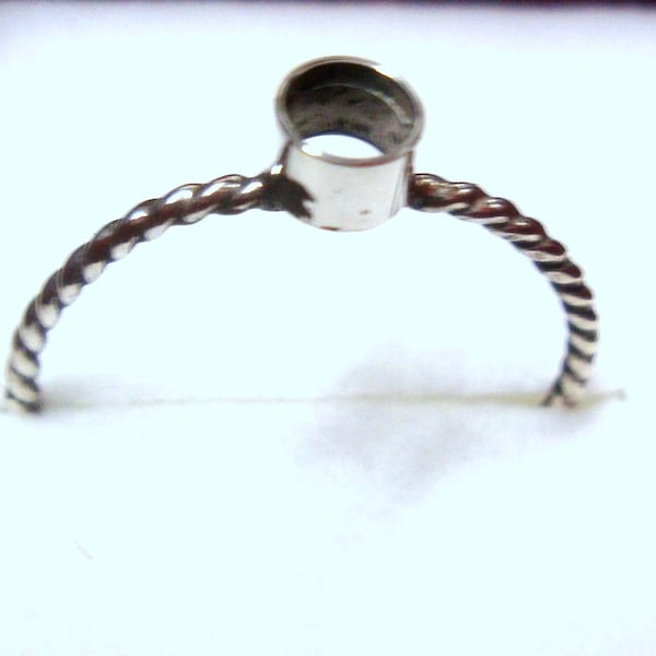 tube setting on twist band- ring blank base -solid 925 sterling silver custom made USA tube setting is 2,3,4,5 or 6 mm- Open bezel DIY c37