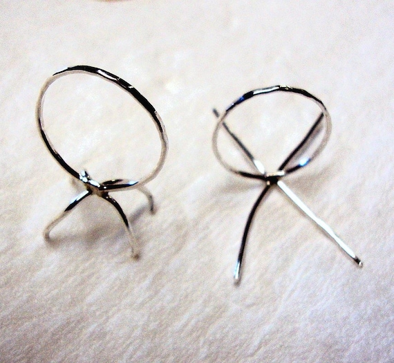 Claw ring blank in = 925 sterling silver  ethical - custom made USA rustic easy mount 18/20ga- ONE ring 4 prongs 2" diameter *"