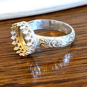 Ringrohling mit Gallery Bezel Setting - 925 Sterling Sliver Fancy 4 mm Band handmade to order in USA- SIZED -Die meisten runden & ovalen Rahmengrößen-