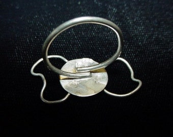 Ring blank with Unique adjustable SETTING for stone or cab - large sterling silver - very handy